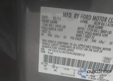 2013 Ford F-150 Xlt from USA, damaged, VIN 1FTEX1CM7DKG25513